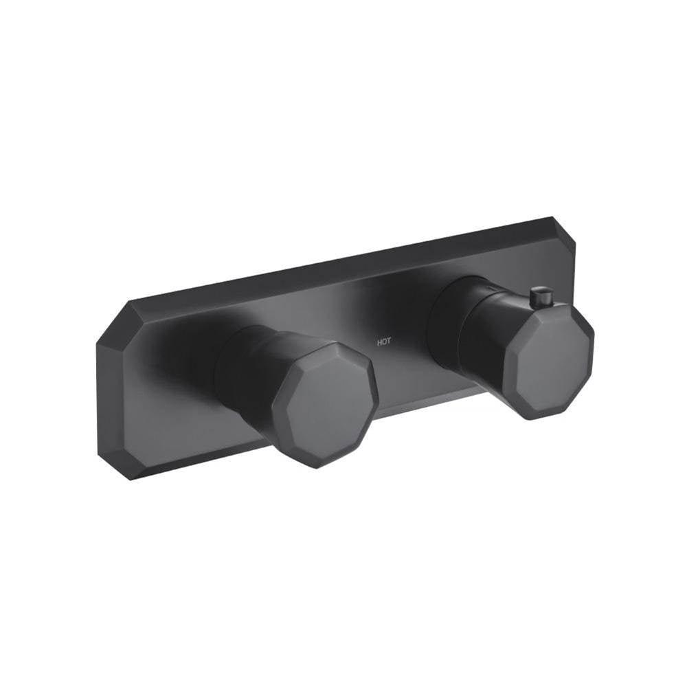 Isenberg By Flusso - 3/4'' Horizontal Thermostatic Shower Valve & Trim - 2 Output - Matte Black