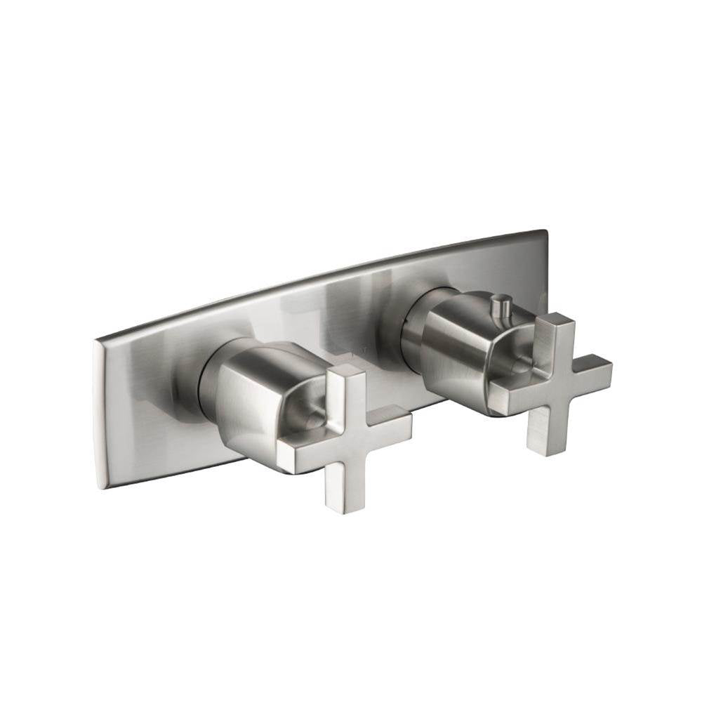 Isenberg By Flusso - 3/4'' Horizontal Thermostatic Shower Valve & Trim - 3 Output - Brushed Nickel PVD