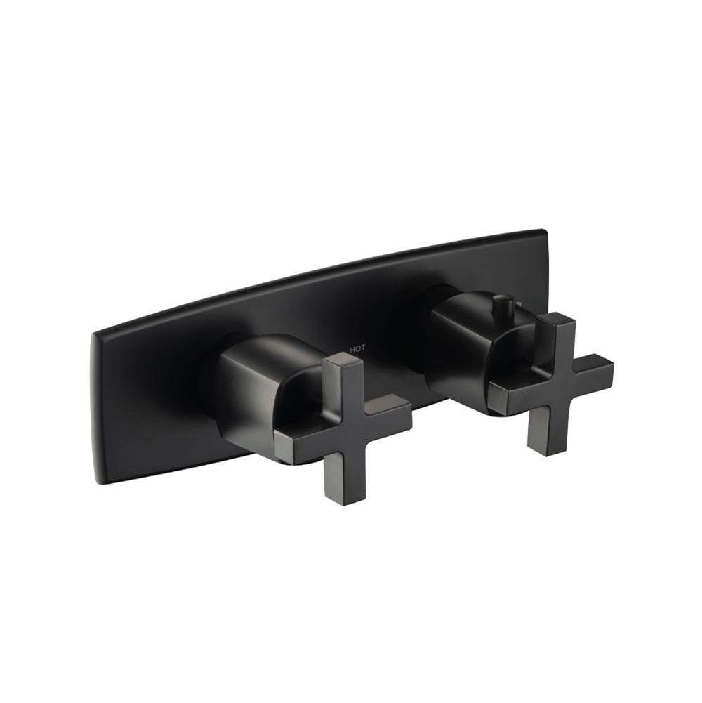 Isenberg By Flusso - 3/4'' Horizontal Thermostatic Shower Valve & Trim - 3 Output - Matte Black