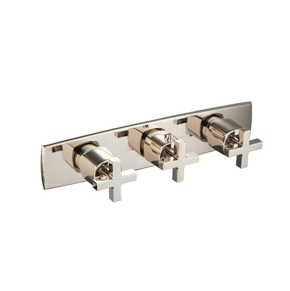 Isenberg By Flusso - 3/4'' Horizontal Thermostatic Valve with 2 Volume Controls & Trim - Polished Nickel PVD