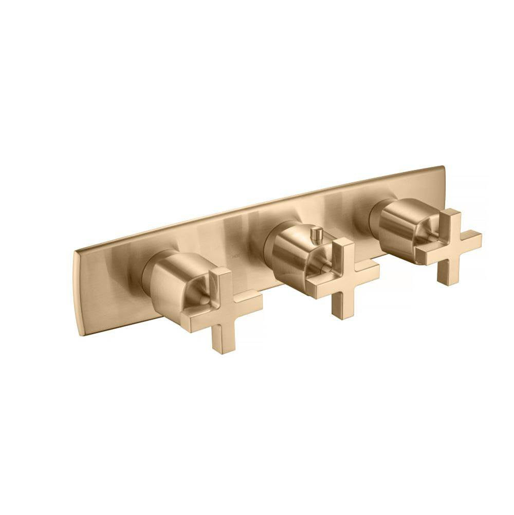 Isenberg By Flusso - 3/4'' Horizontal Thermostatic Valve with 2 Volume Controls & Trim - Brushed Bronze Pvd