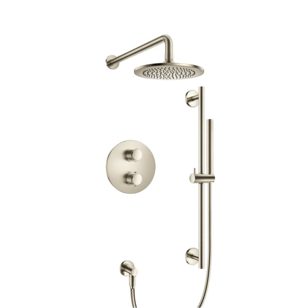 Isenberg By Flusso - Two Output Shower Set With Shower Head, Hand Held And Slide Bar - Brushed Nickel PVD