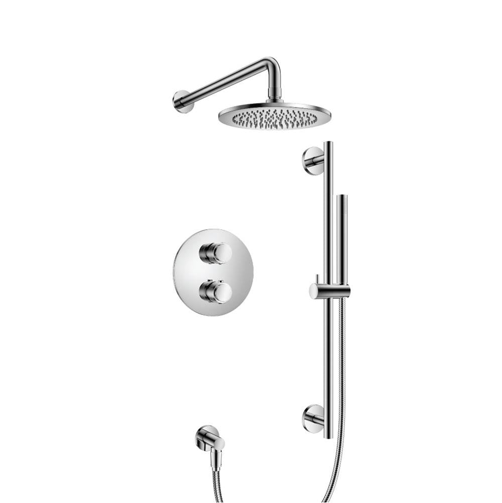 Isenberg By Flusso - Two Output Shower Set With Shower Head, Hand Held And Slide Bar - Chrome