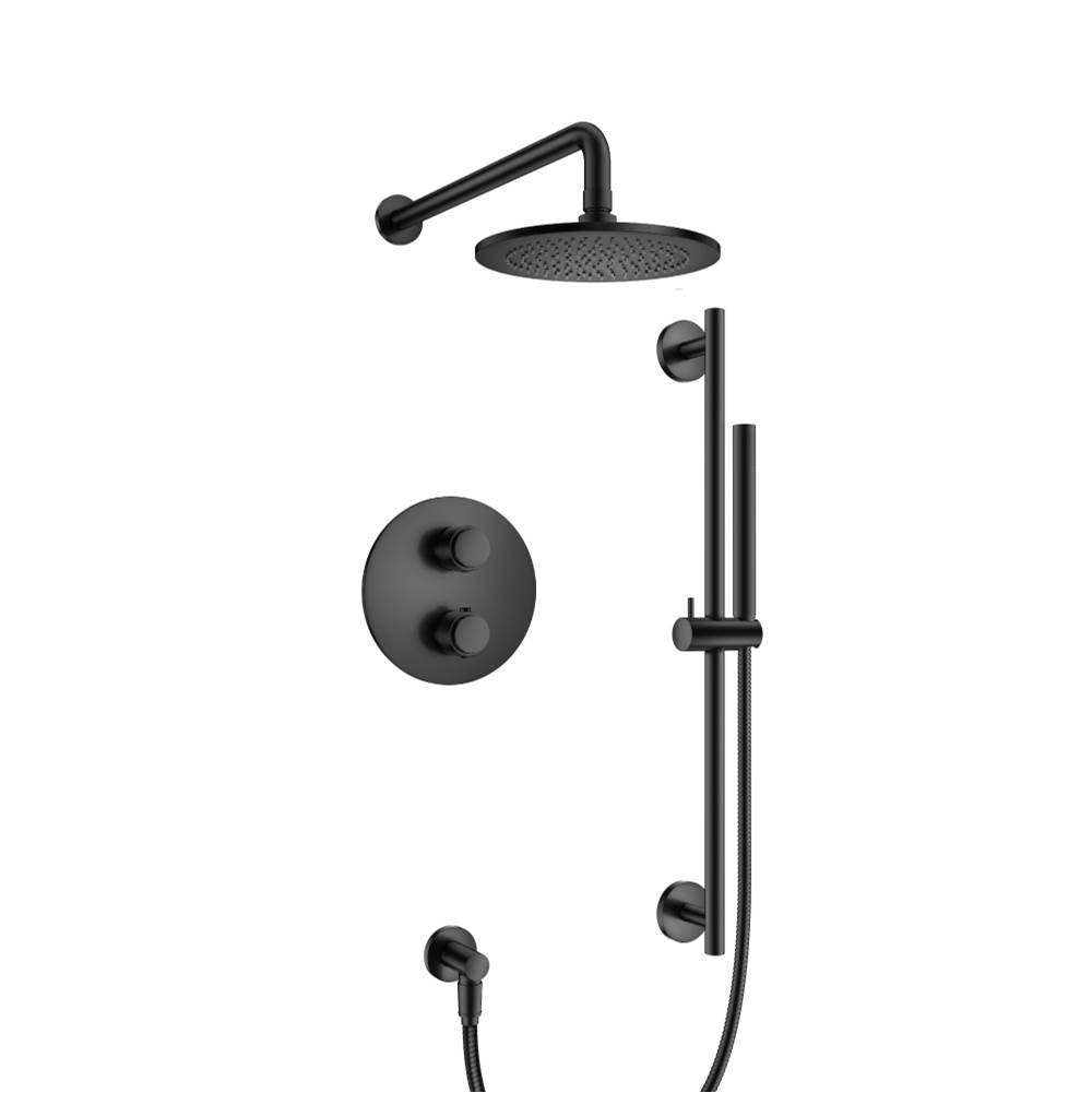 Isenberg By Flusso - Two Output Shower Set With Shower Head, Hand Held And Slide Bar - Matte Black