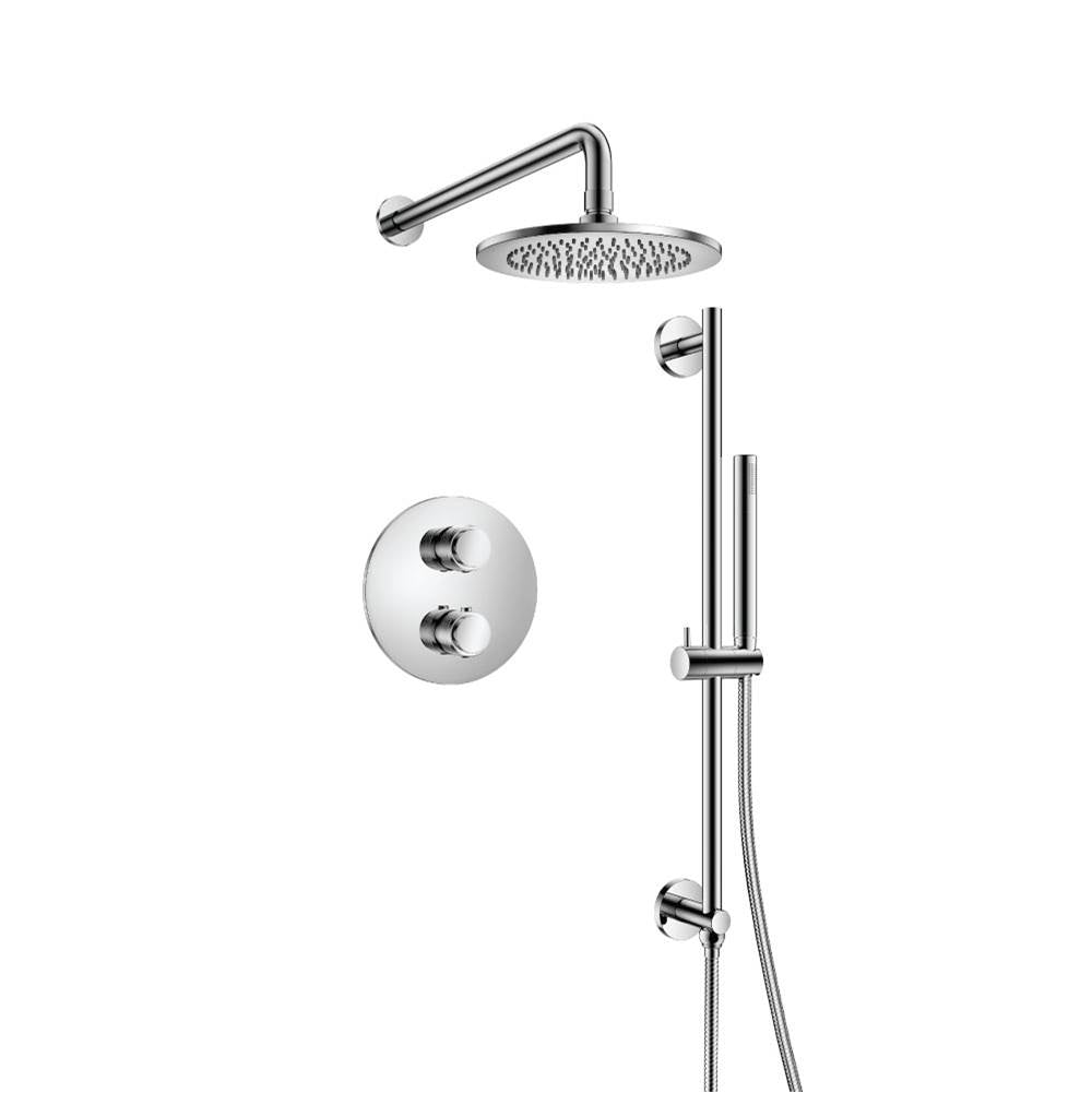Isenberg By Flusso - Two Output Shower Set With Shower Head, Hand Held And Slide Bar - Chrome