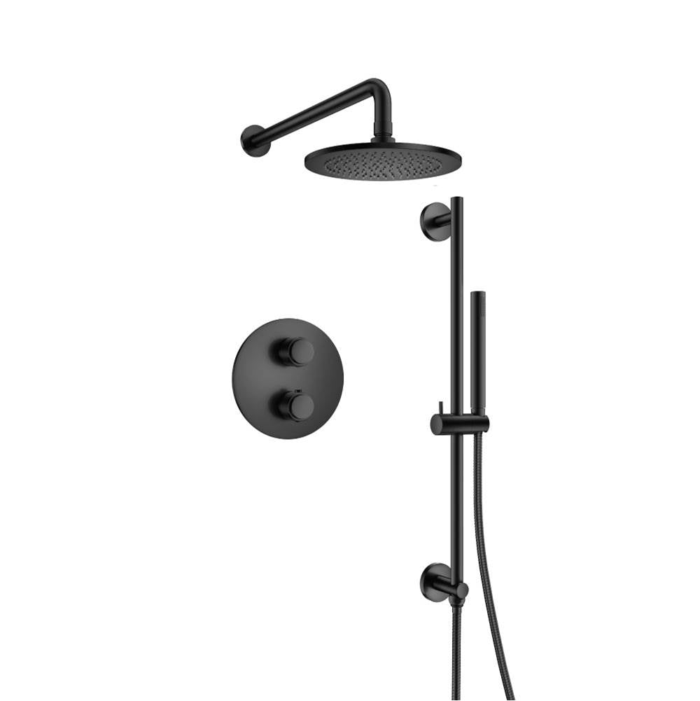 Isenberg By Flusso - Two Output Shower Set With Shower Head, Hand Held And Slide Bar - Matte Black