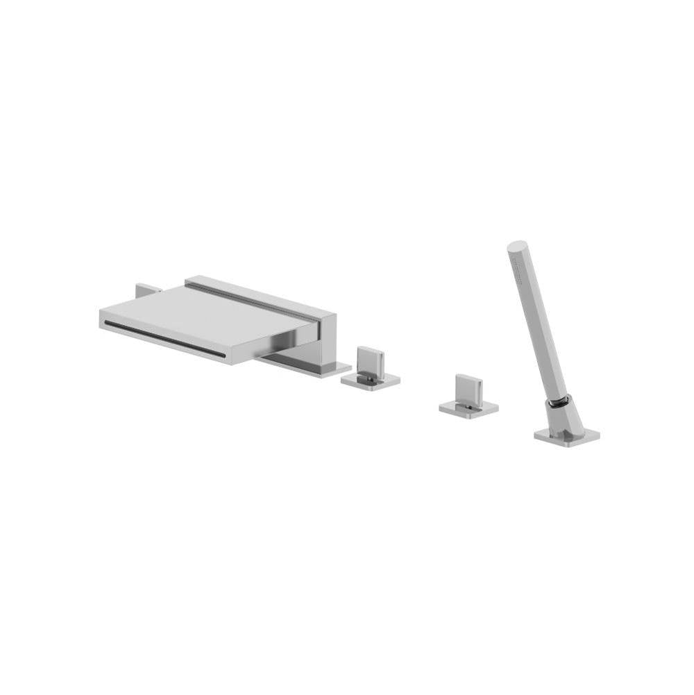 Isenberg By Flusso - Five Hole Deck Mounted Cascade Flow Roman Tub Faucet With Hand Shower - Chrome