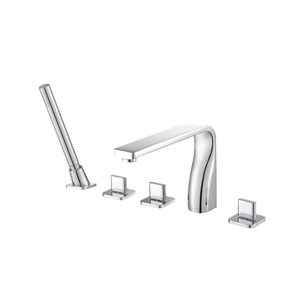 Isenberg By Flusso - Five Hole Deck Mounted Roman Tub Faucet With Hand Shower - Chrome