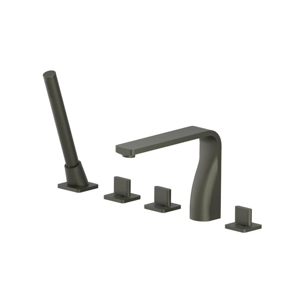 Isenberg By Flusso - Five Hole Deck Mounted Roman Tub Faucet With Hand Shower - Dark Green