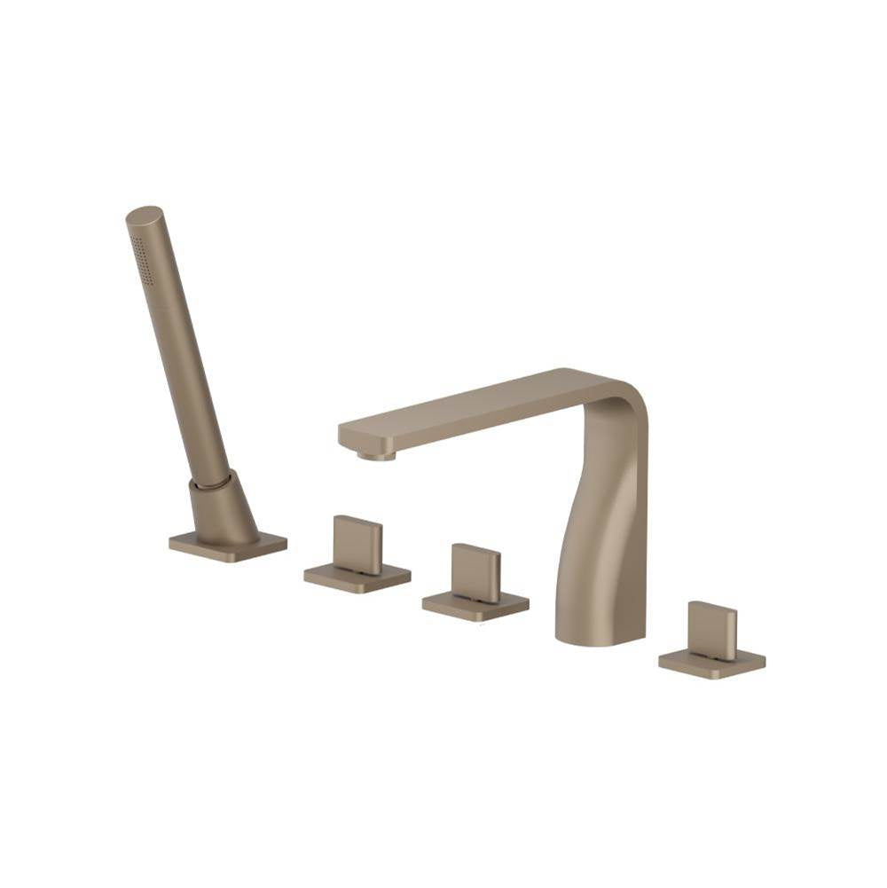 Isenberg By Flusso - Five Hole Deck Mounted Roman Tub Faucet With Hand Shower - Dark Tan