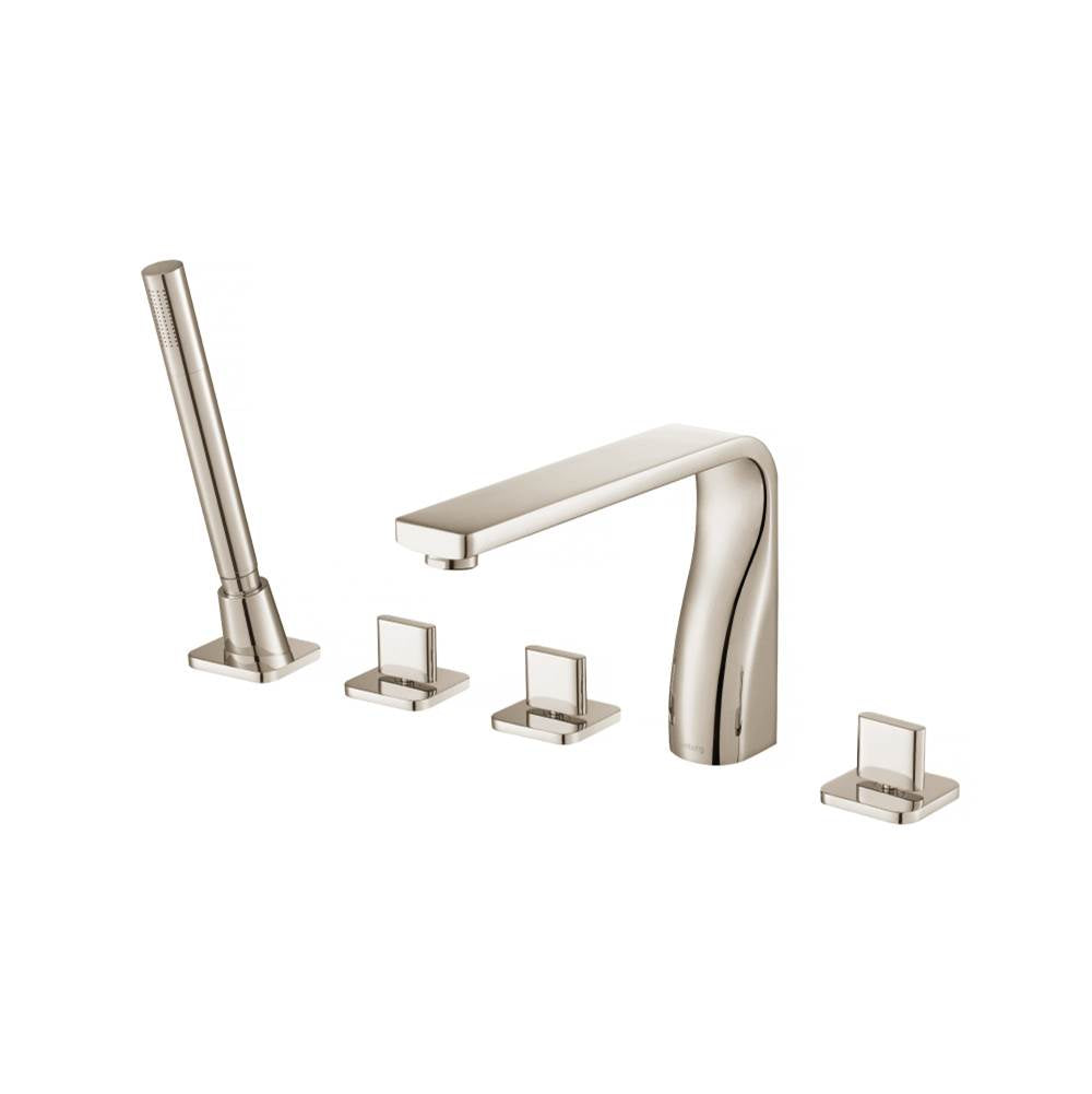 Isenberg By Flusso - Five Hole Deck Mounted Roman Tub Faucet With Hand Shower - Polished Nickel PVD