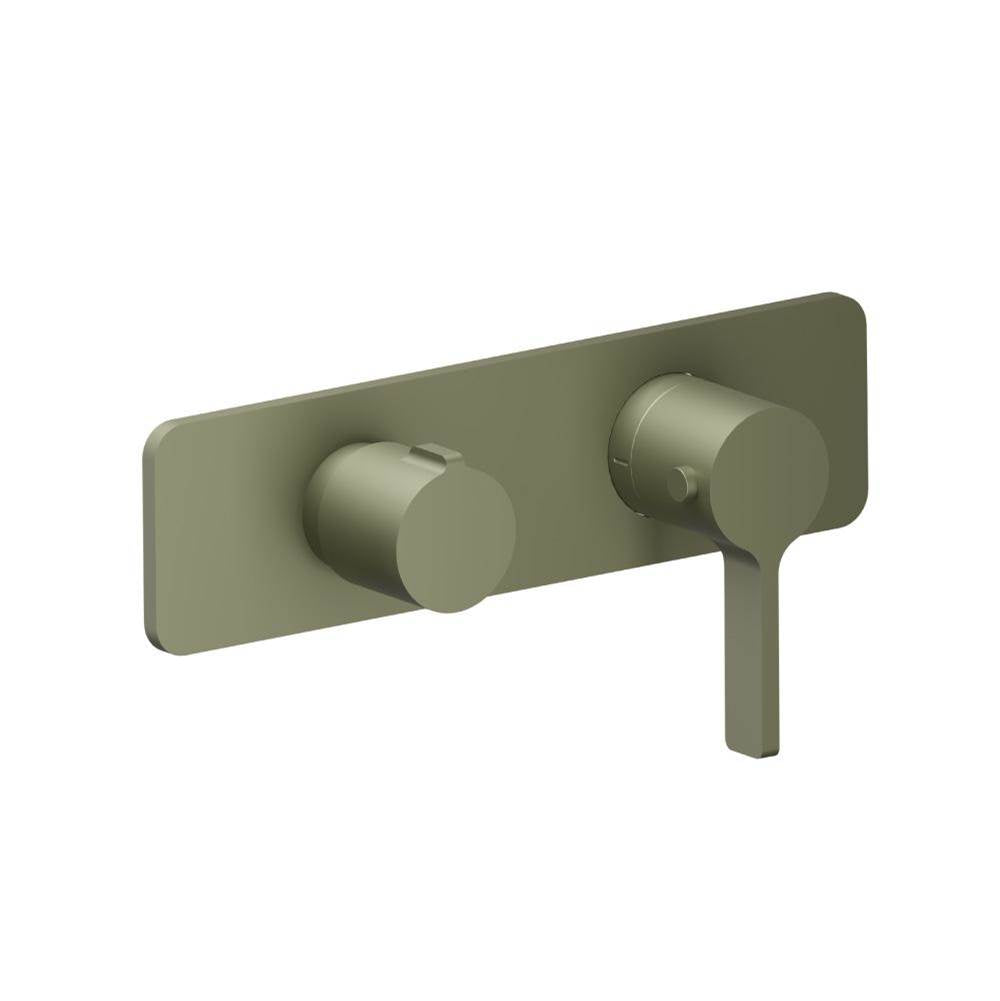 Isenberg By Flusso - 3/4'' Horizontal Thermostatic Shower Valve % Trim - 1 Ouptut - Army Green