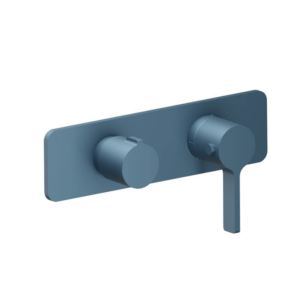 Isenberg By Flusso - 3/4'' Horizontal Thermostatic Shower Valve % Trim - 1 Ouptut - Blue Platinum