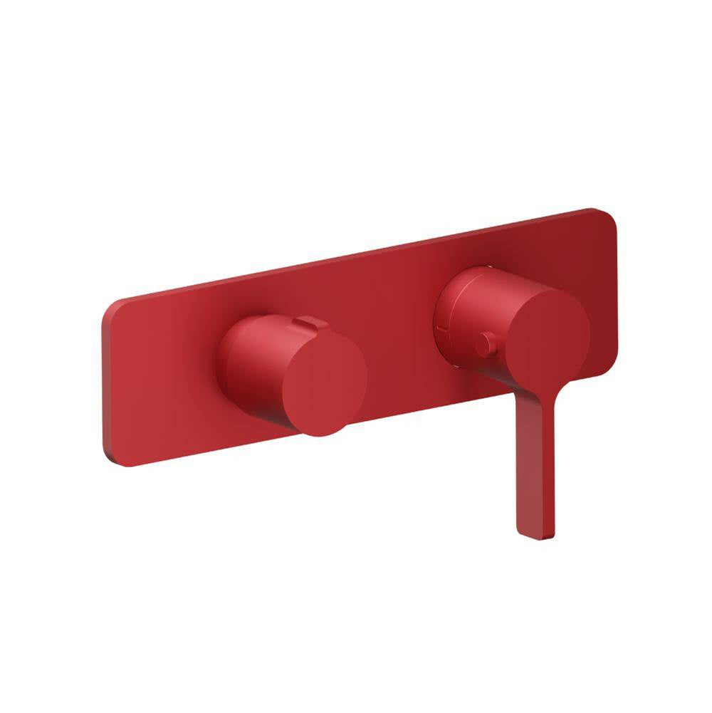 Isenberg By Flusso - 3/4'' Horizontal Thermostatic Shower Valve % Trim - 1 Ouptut - Deep Red