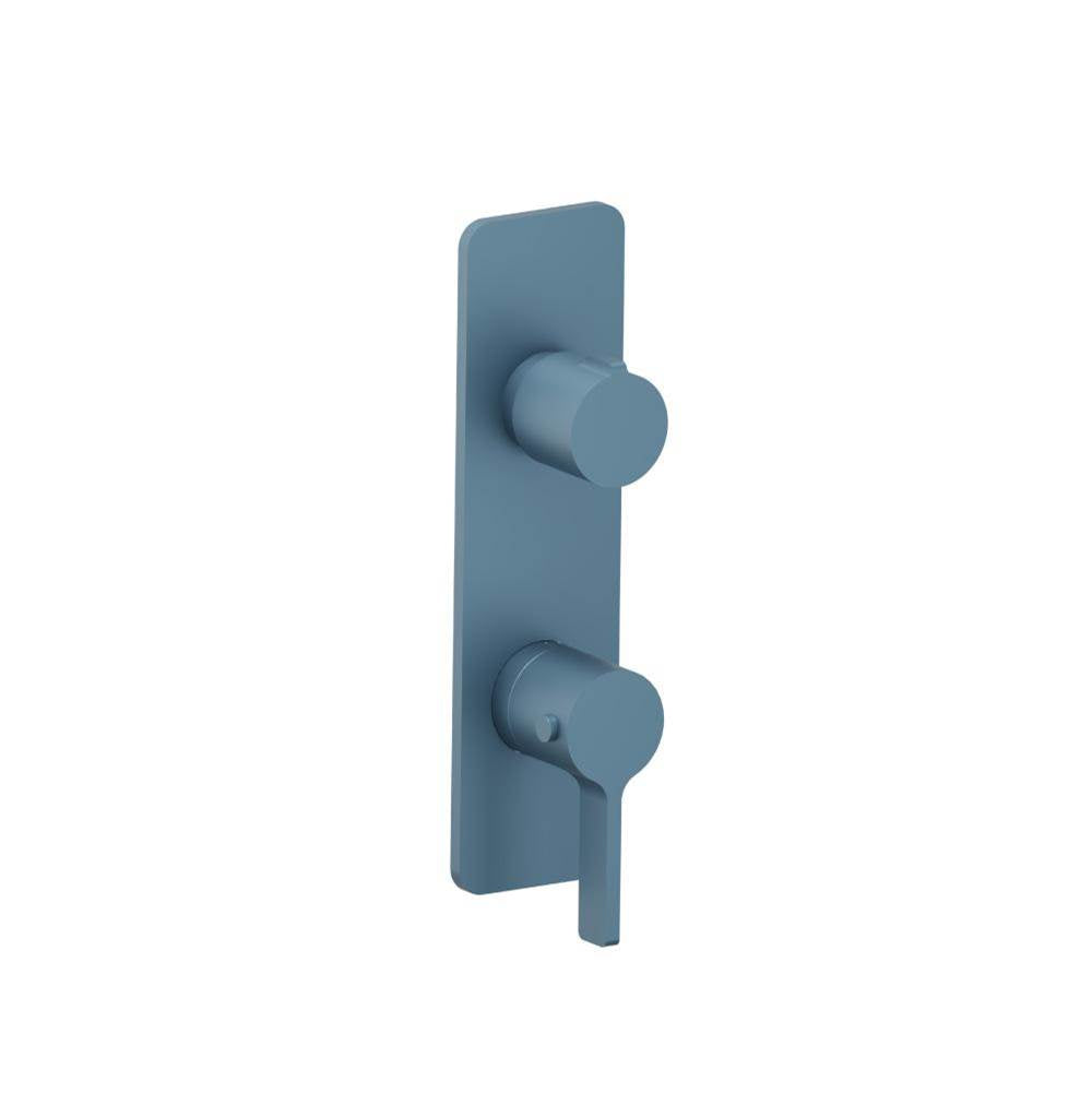 Isenberg By Flusso - 3/4'' Horizontal Thermostatic Shower Valve & Trim - 1- Output - Blue Platinum