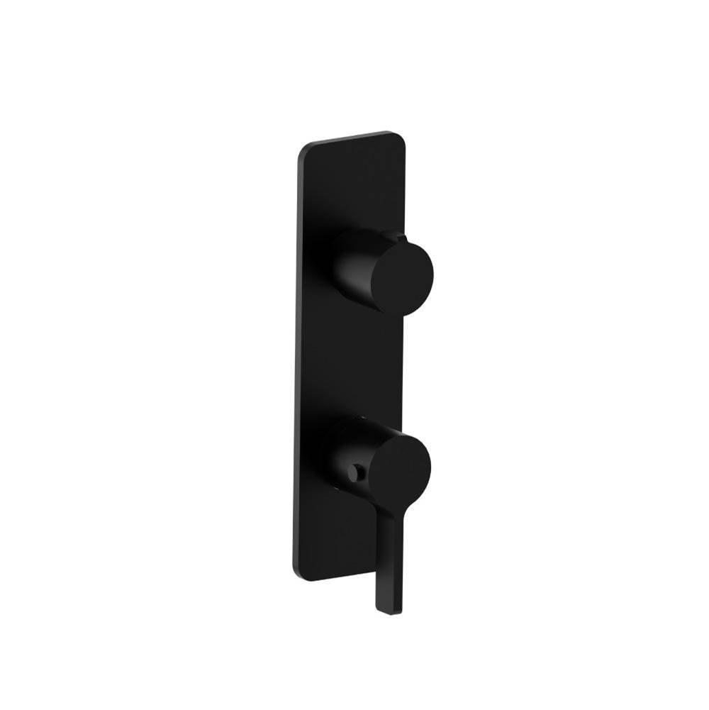 Isenberg By Flusso - 3/4'' Horizontal Thermostatic Shower Valve & Trim - 1- Output - Gloss Black