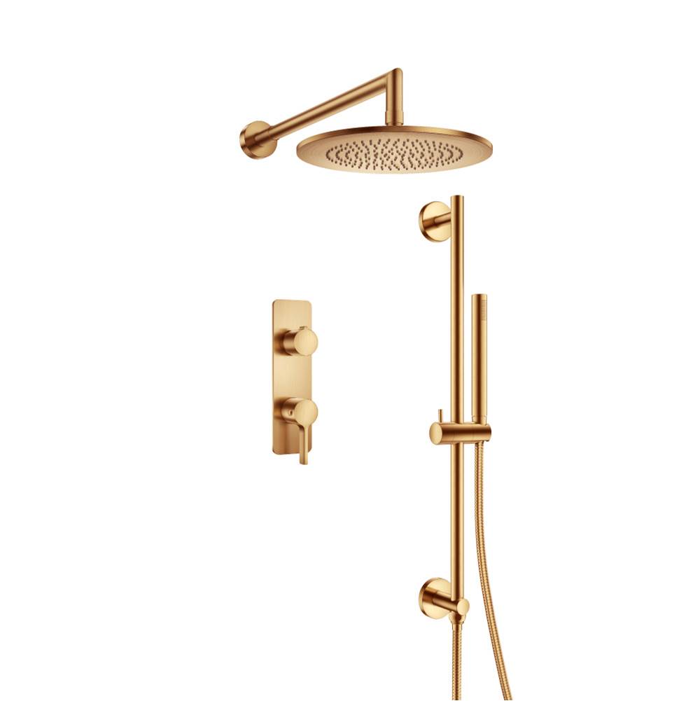 Isenberg By Flusso - Two Output Shower Set With Shower Head, Hand Held And Slide Bar - Brushed Bronze Pvd