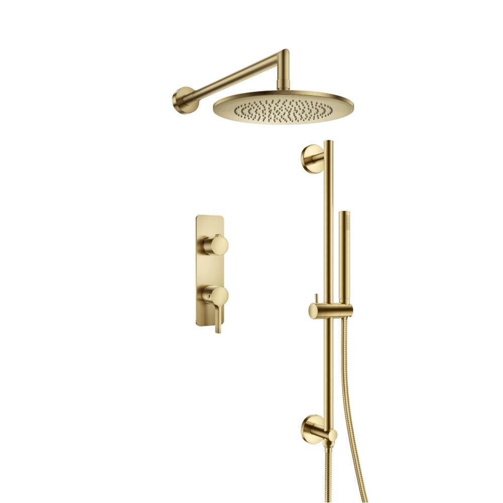 Isenberg By Flusso - Two Output Shower Set With Shower Head, Hand Held And Slide Bar - Satin Brass PVD