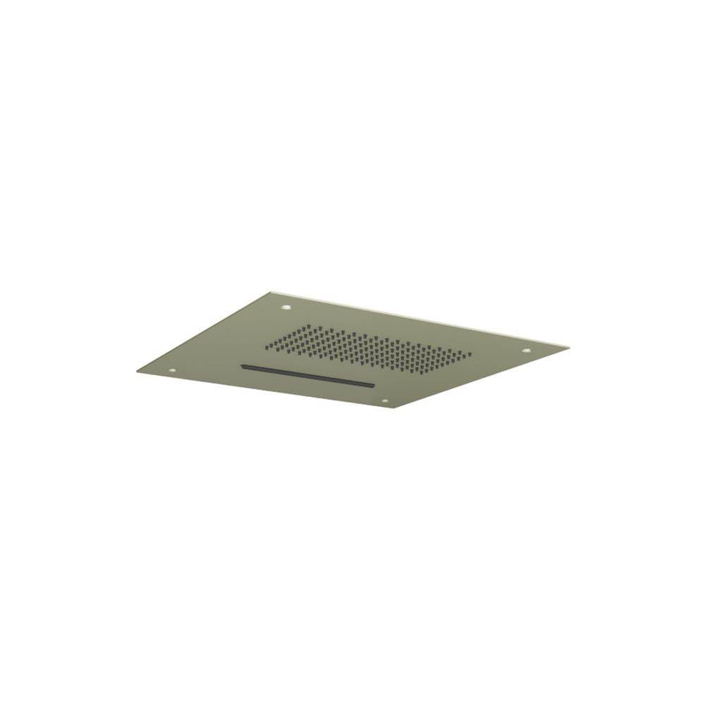 Isenberg By Flusso - 15'' Stainless Steel Flush Mount Rainhead With Cascade Waterfall - Army Green
