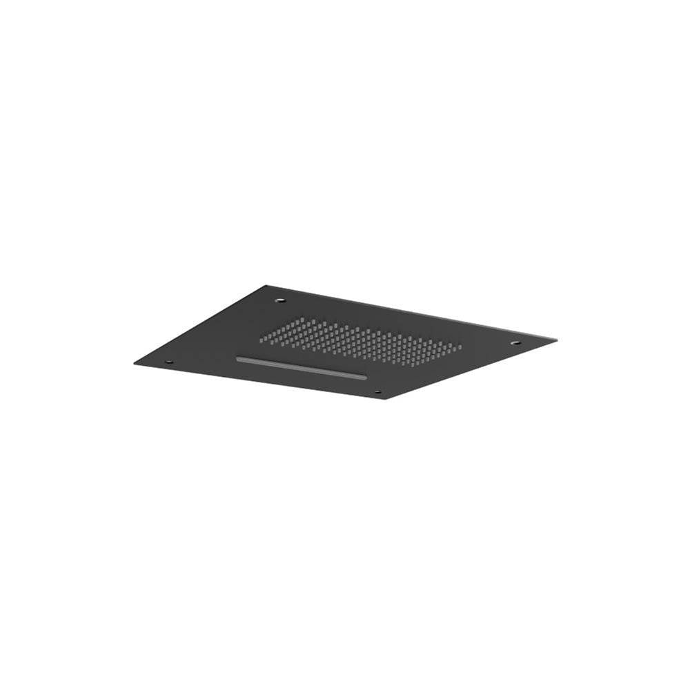Isenberg By Flusso - 15'' Stainless Steel Flush Mount Rainhead With Cascade Waterfall - Gloss Black