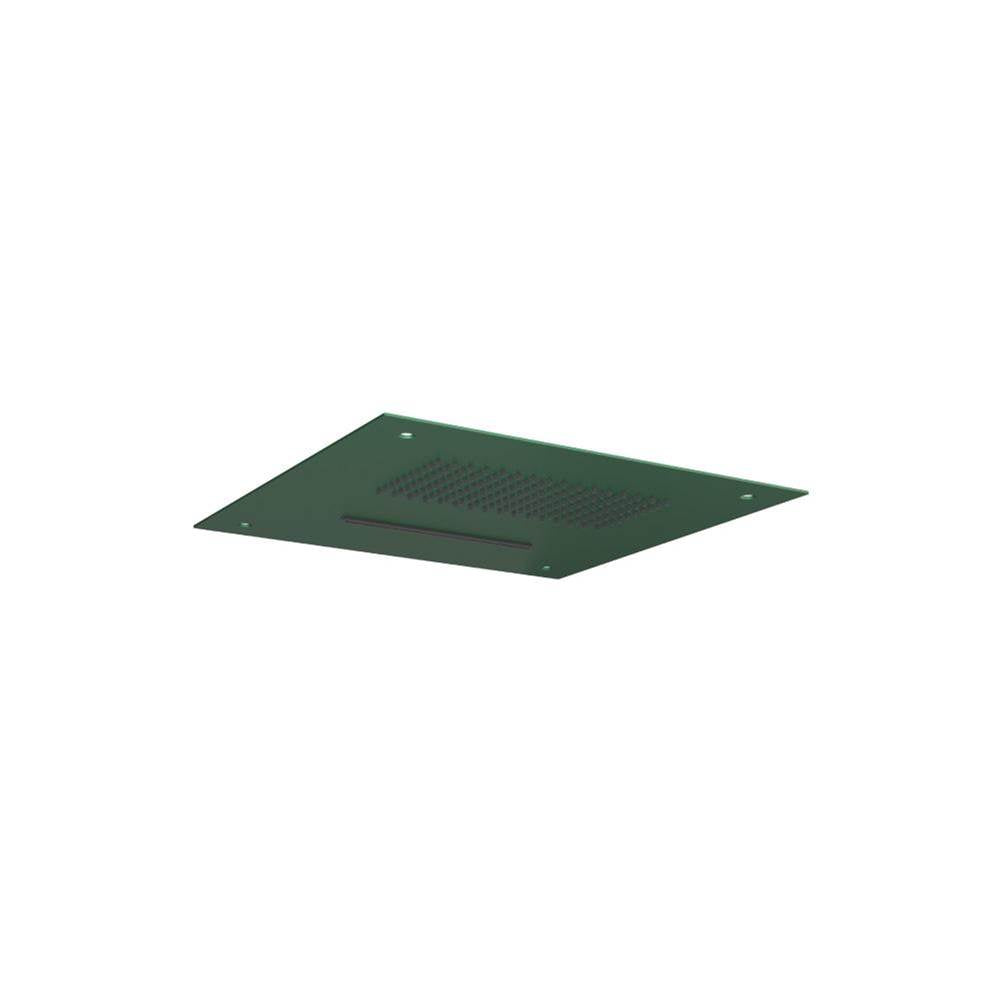 Isenberg By Flusso - 15'' Stainless Steel Flush Mount Rainhead With Cascade Waterfall - Leaf Green
