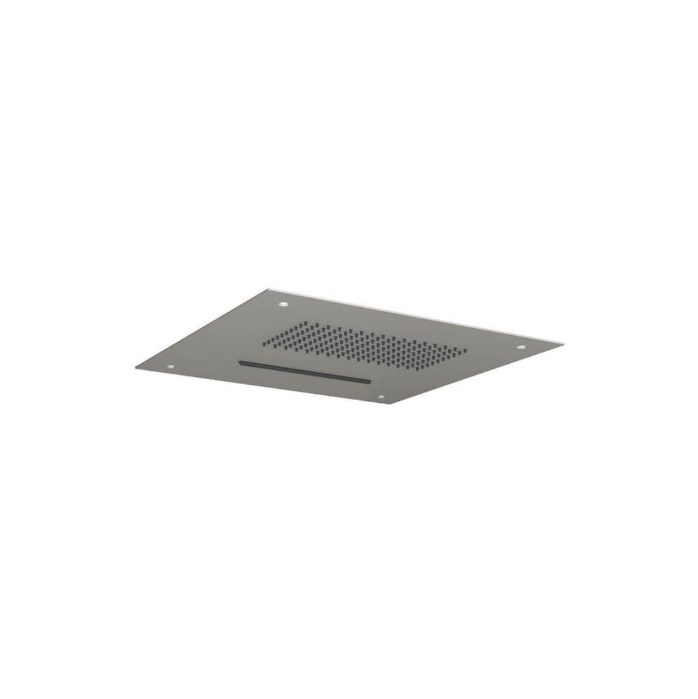 Isenberg By Flusso - 15'' Stainless Steel Flush Mount Rainhead With Cascade Waterfall - Steel Grey