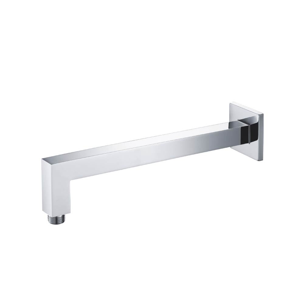 Isenberg By Flusso - Wall Mount Square Shower Arm - 12'' (300mm) - With Flange - Chrome