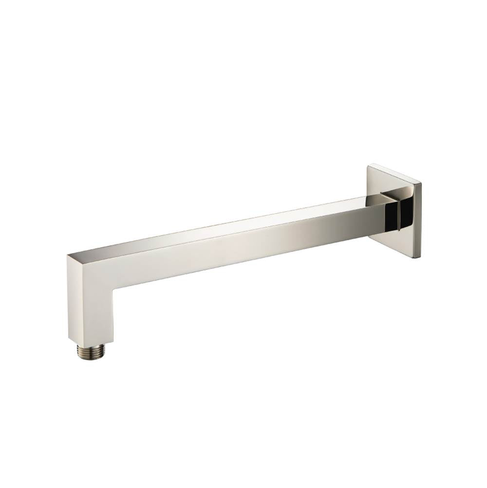 Isenberg By Flusso - Wall Mount Square Shower Arm - 12'' (300mm) - With Flange - Polished Nickel PVD