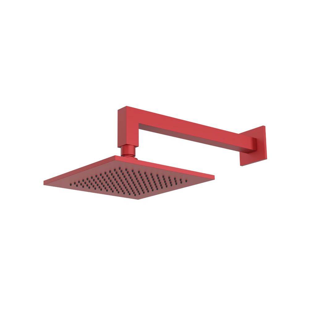 Isenberg By Flusso - 8'' Solid Brass Showerhead / Rainhead With 12'' Wall Mount Shower Arm - Deep Red