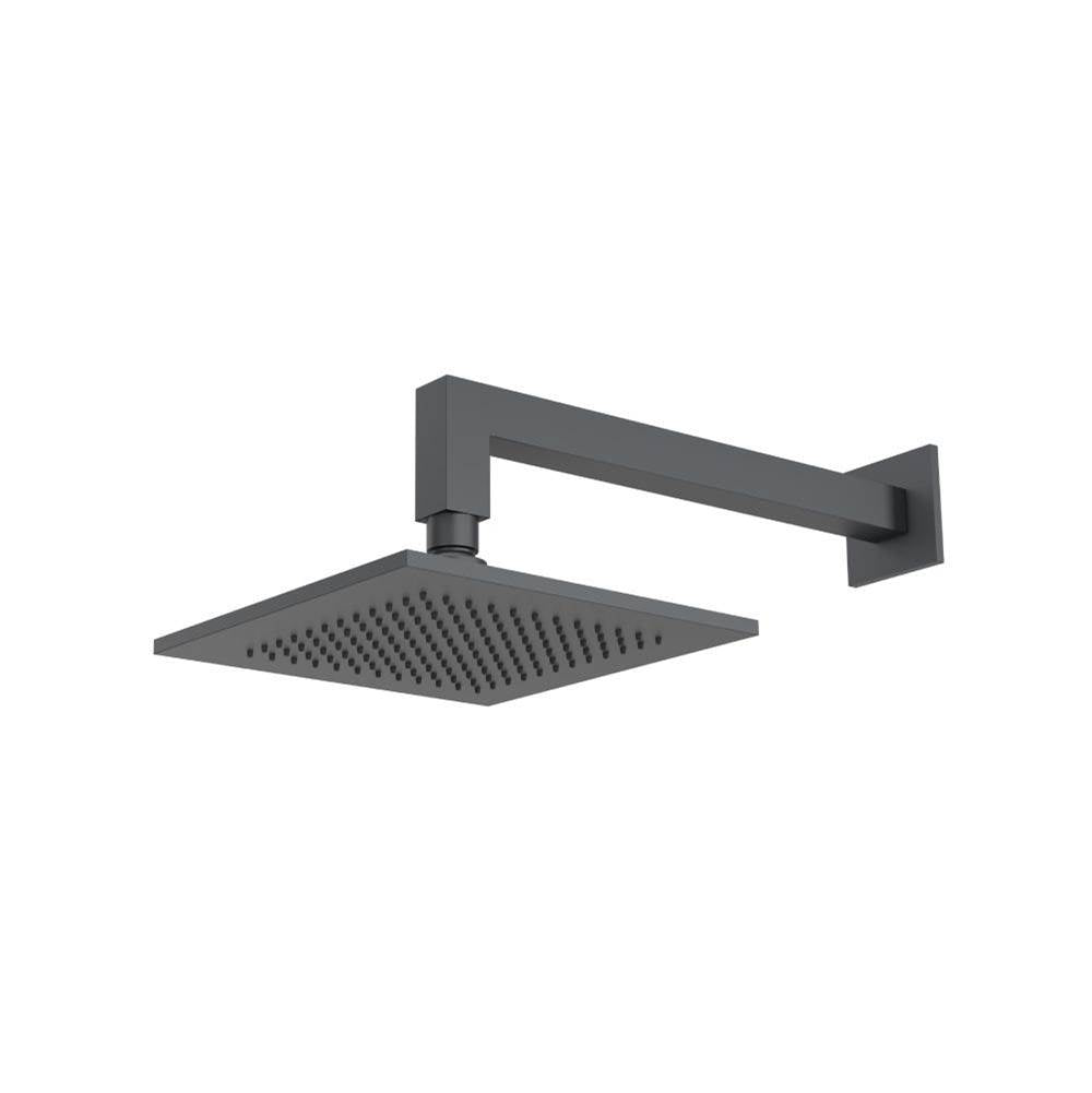 Isenberg By Flusso - 8'' Solid Brass Showerhead / Rainhead With 12'' Wall Mount Shower Arm - Rock Grey