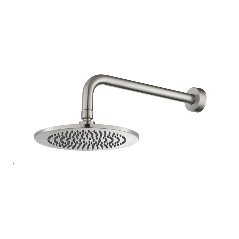 Isenberg By Flusso - 8'' Solid Brass Showerhead / Rainhead With 12'' Wall Mount Shower Arm - Brushed Nickel PVD