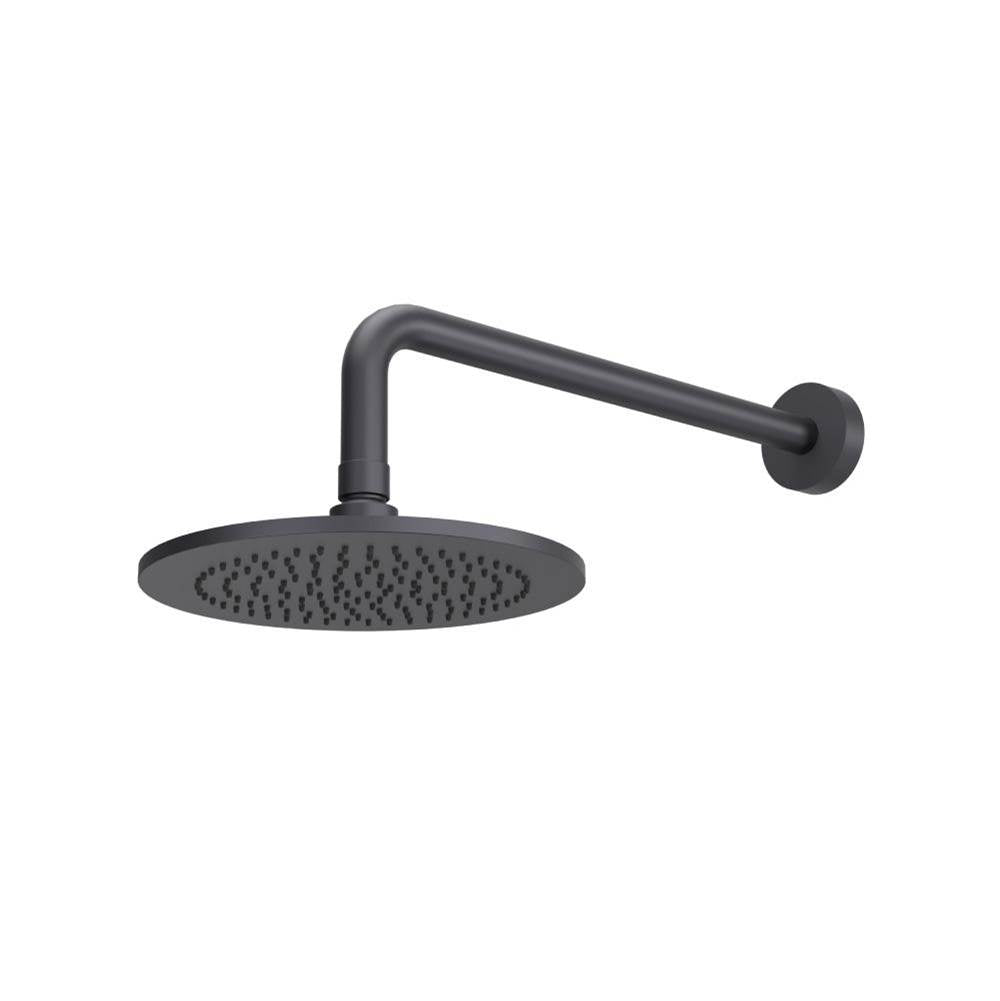 Isenberg By Flusso - 8'' Solid Brass Showerhead / Rainhead With 12'' Wall Mount Shower Arm - Dark Grey