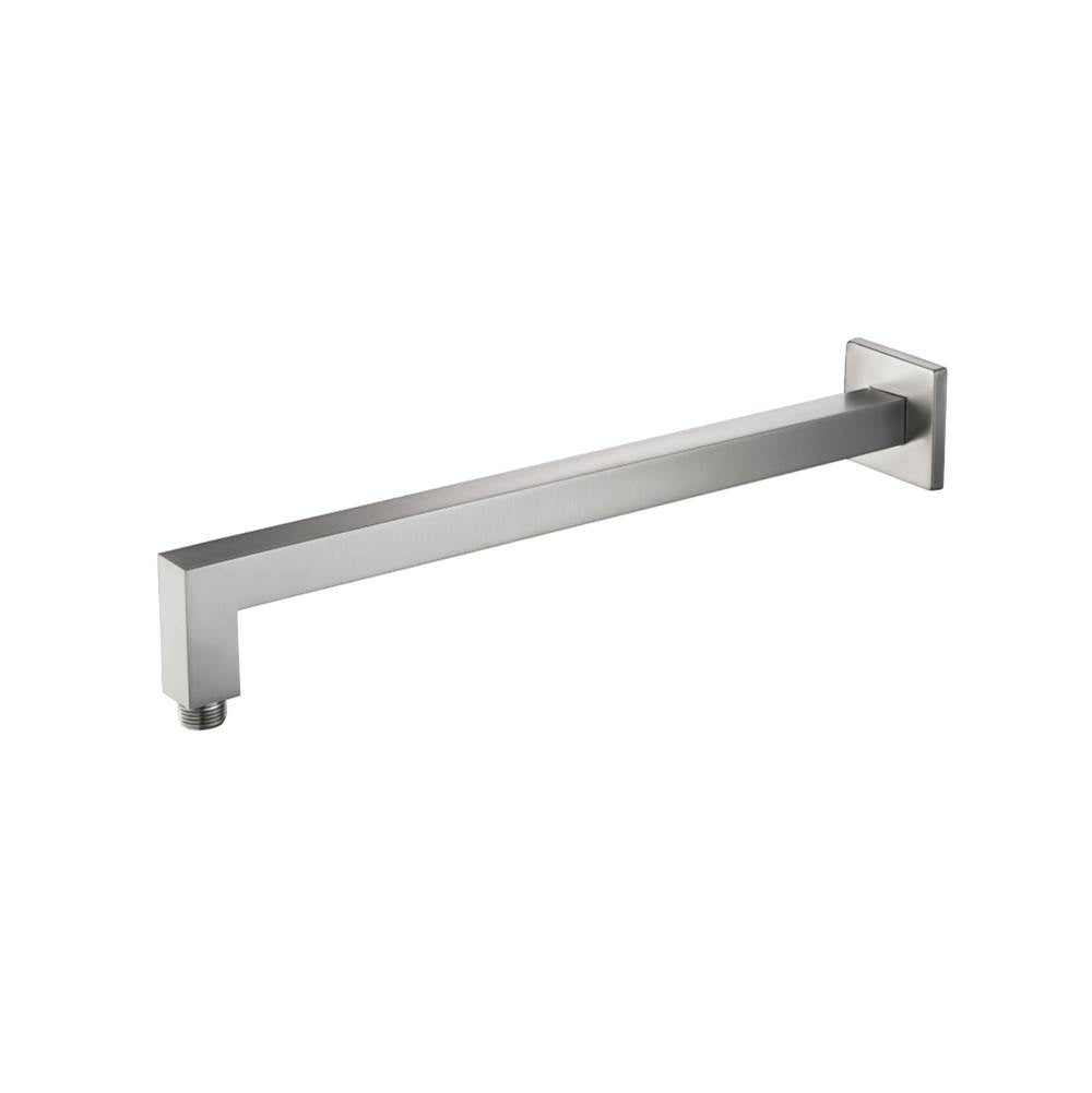 Isenberg By Flusso - Wall Mount Square Shower Arm - 16'' (400mm) - With Flange - Brushed Nickel PVD