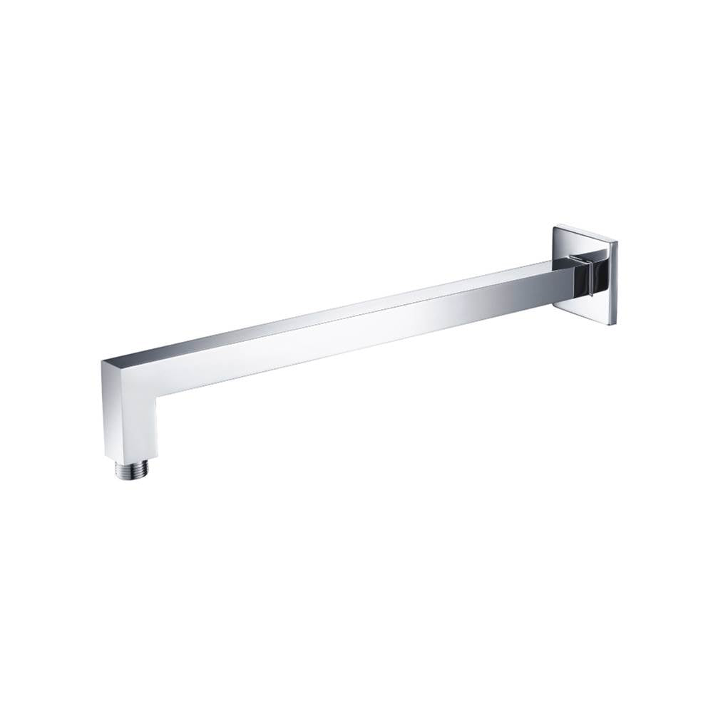 Isenberg By Flusso - Wall Mount Square Shower Arm - 16'' (400mm) - With Flange - Chrome