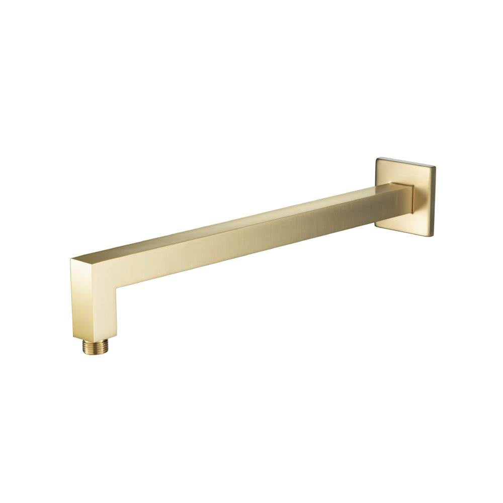 Isenberg By Flusso - Wall Mount Square Shower Arm - 16'' (400mm) - With Flange - Satin Brass PVD