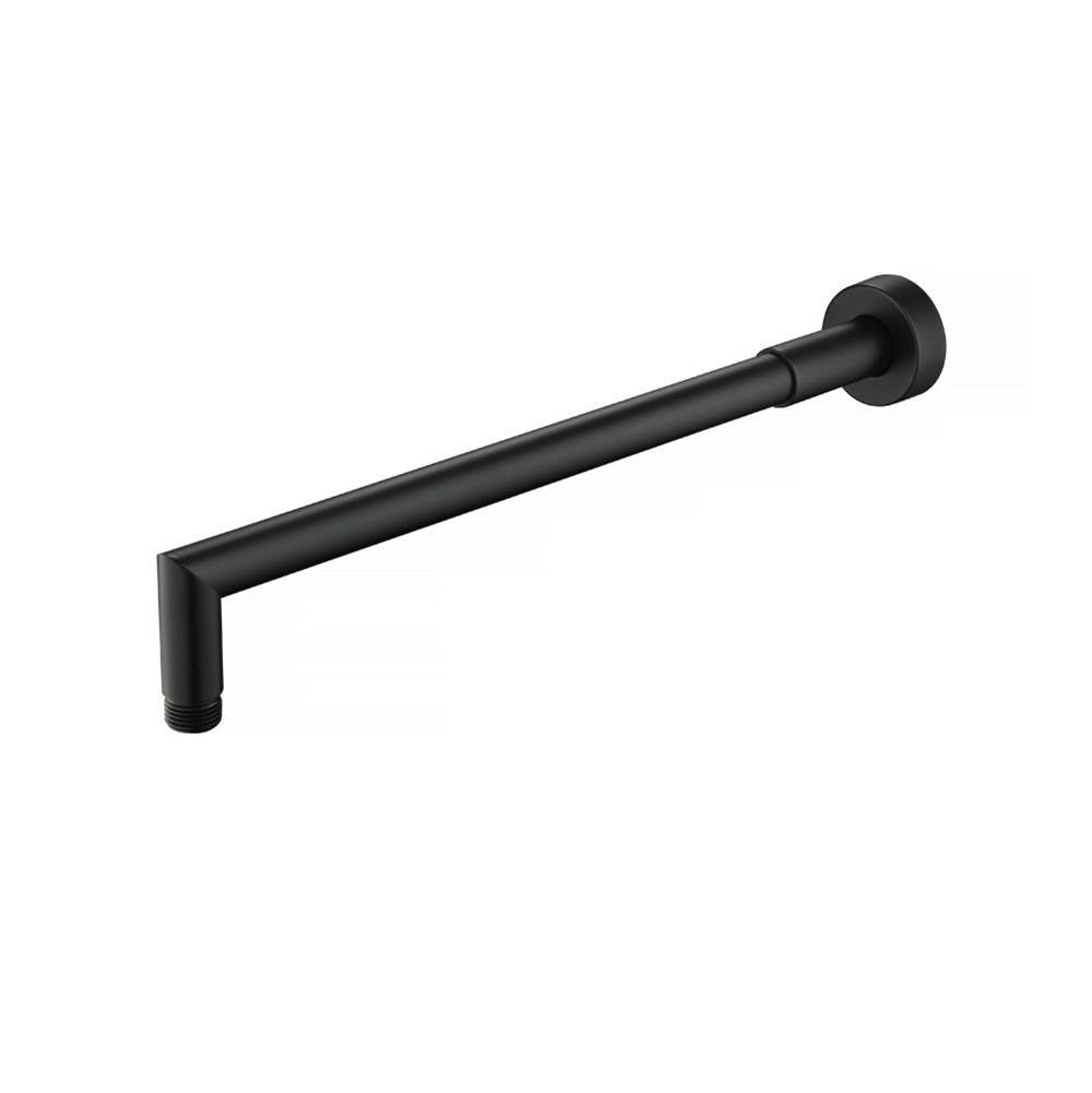 Isenberg By Flusso - Wall Mount Round Shower Arm - 16'' (400mm) - With Flange - Matte Black