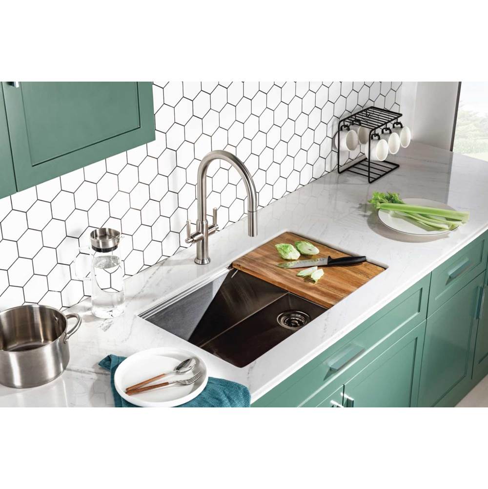Velox - Dual Spray Stainless Steel Two Handle Kitchen Faucet With Pull Out