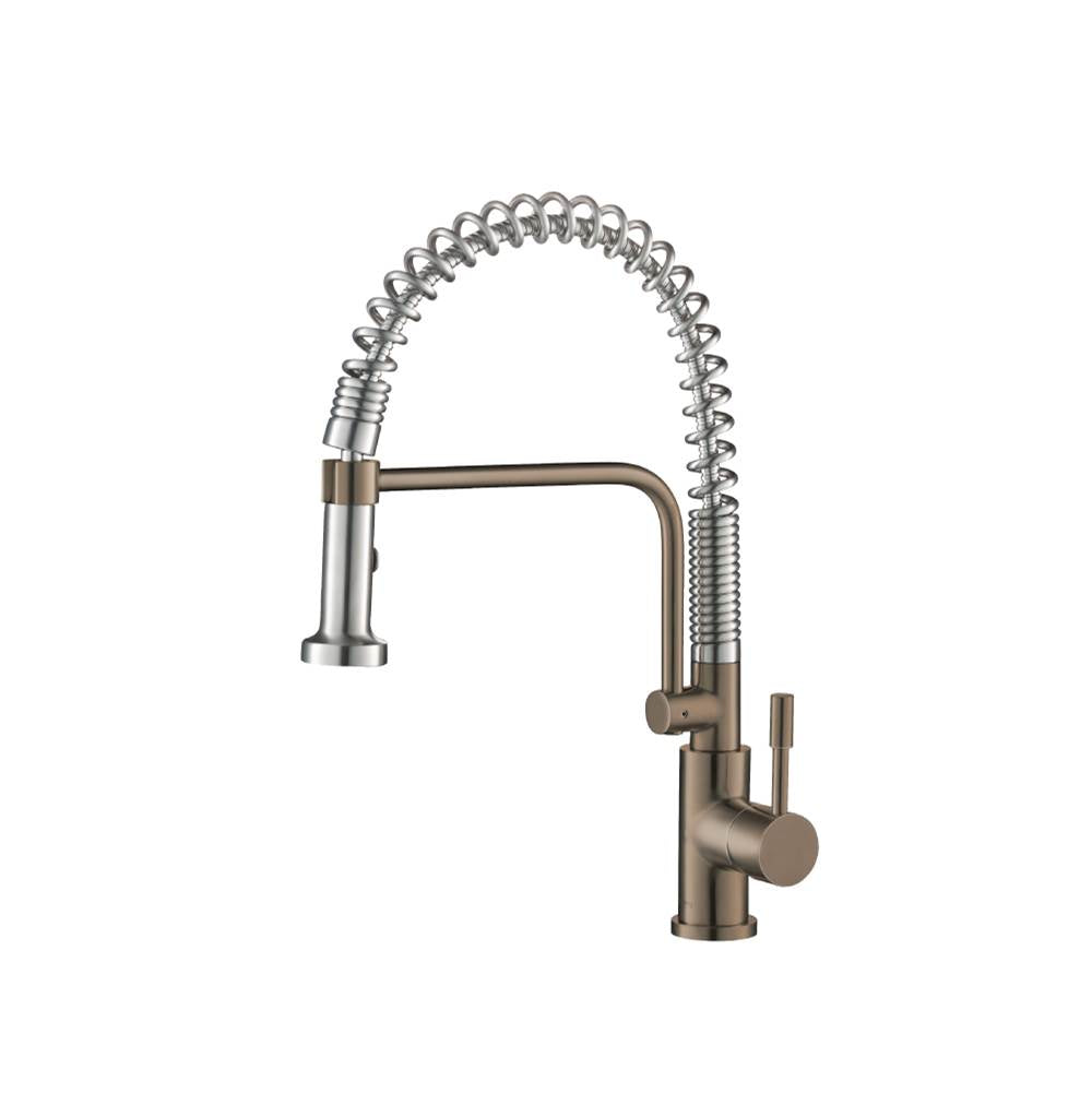 Isenberg By Flusso - Caso - Semi-Professional Dual Spray Stainless Steel Kitchen Faucet With Pull Out - Dark Tan