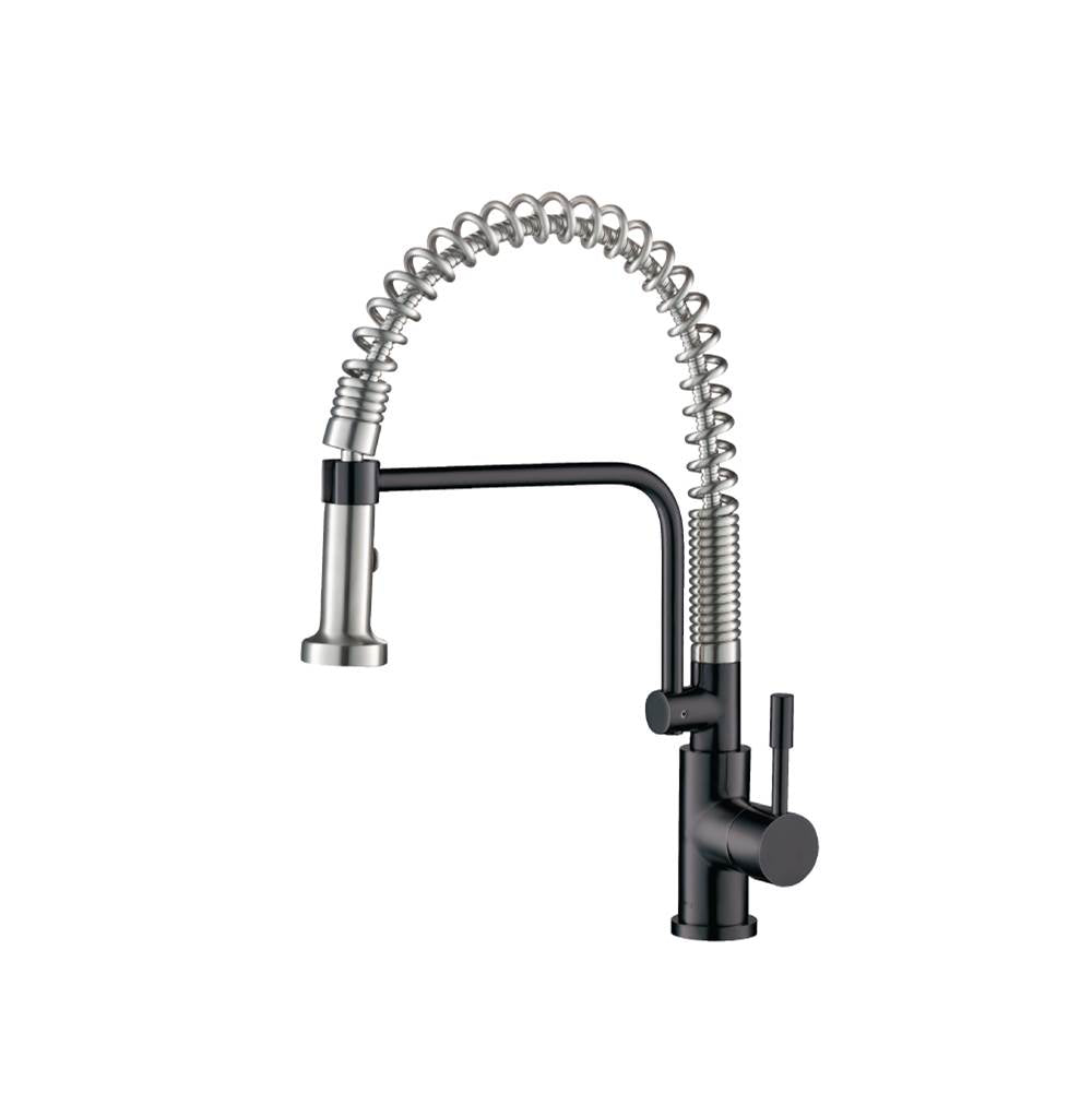 Isenberg By Flusso - Caso - Semi-Professional Dual Spray Stainless Steel Kitchen Faucet With Pull Out - Gun Metal Grey