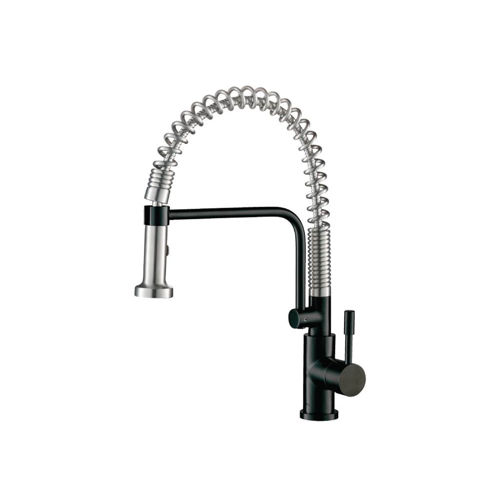 Isenberg By Flusso - Caso - Semi-Professional Dual Spray Stainless Steel Kitchen Faucet With Pull Out - Matte Black