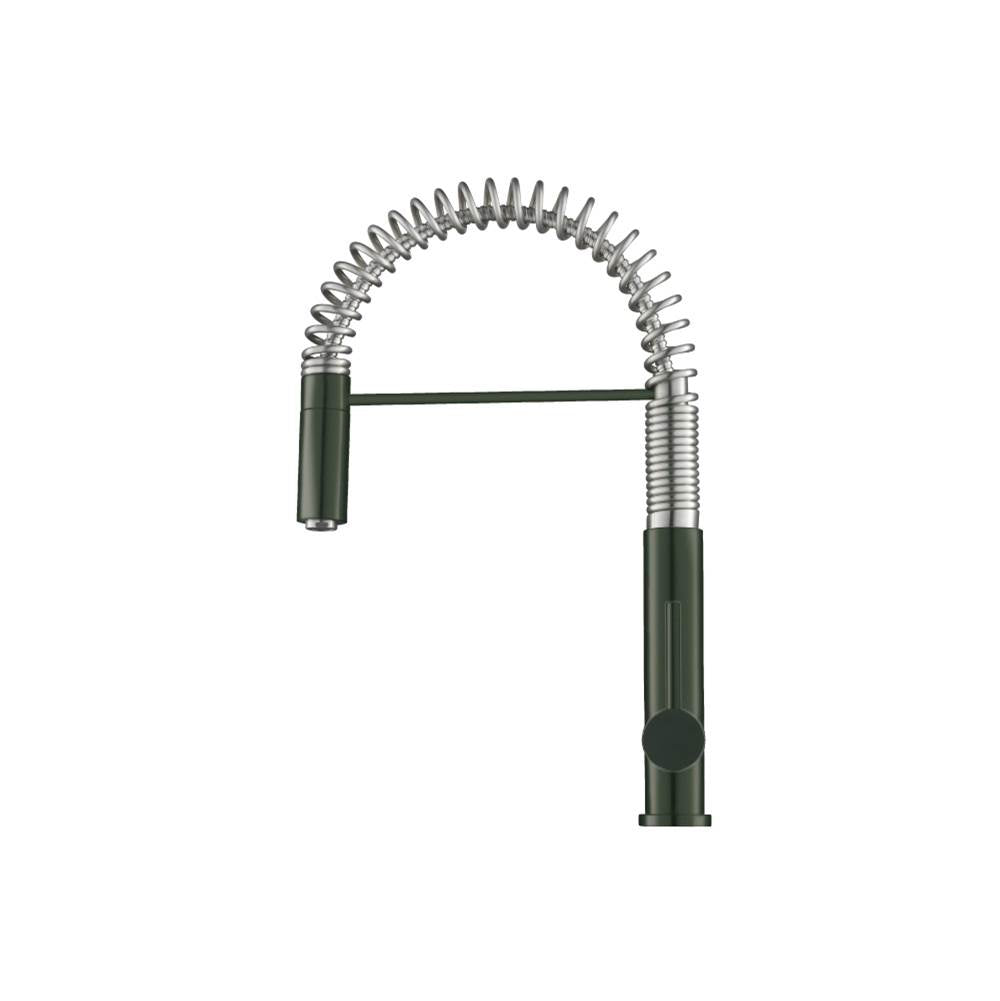 Isenberg By Flusso - Dixie - Semi-Professional Dual Spray Stainless Steel Kitchen Faucet With Pull Out - Dark Green