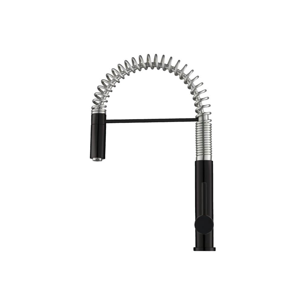 Isenberg By Flusso - Dixie - Semi-Professional Dual Spray Stainless Steel Kitchen Faucet With Pull Out - Gloss Black