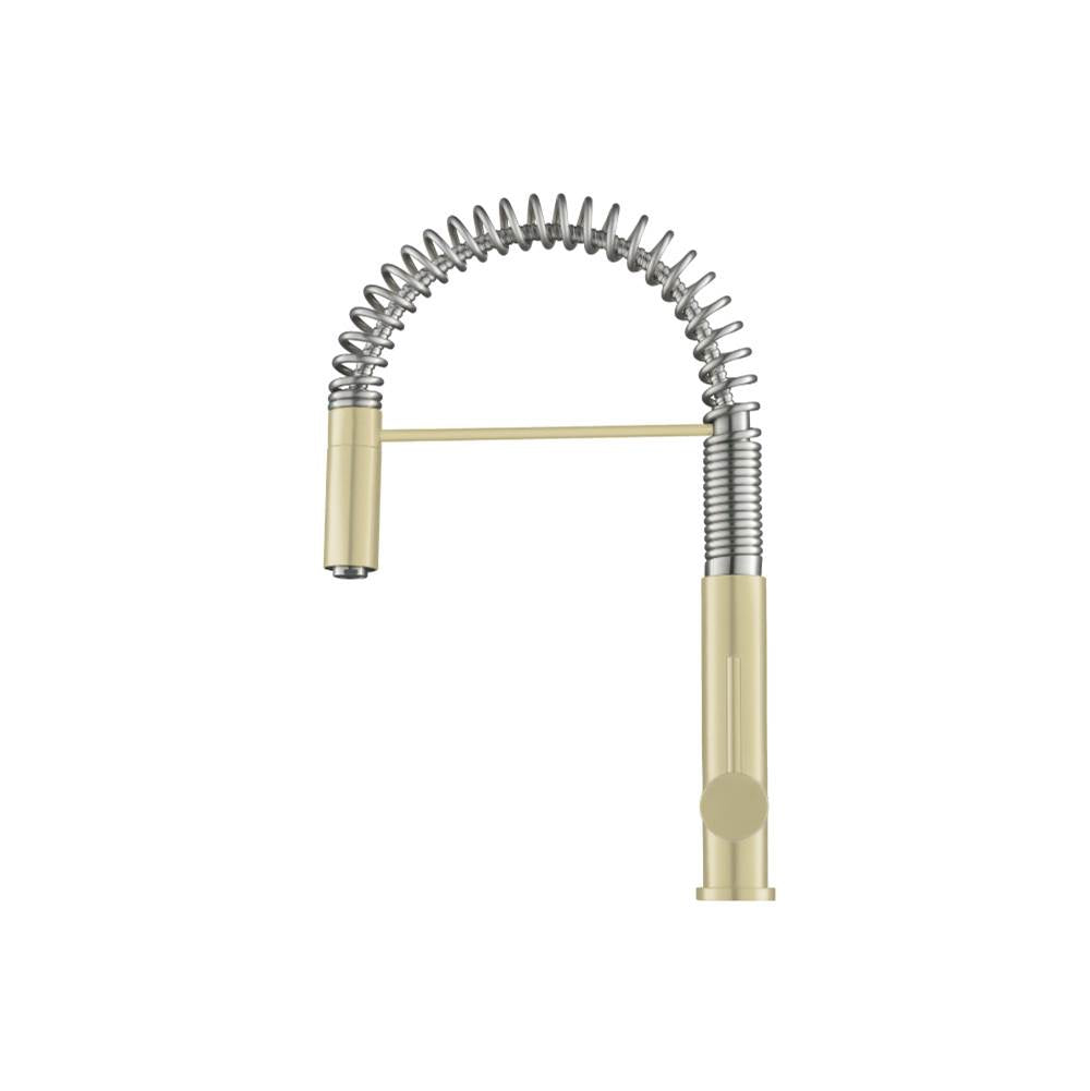 Isenberg By Flusso - Dixie - Semi-Professional Dual Spray Stainless Steel Kitchen Faucet With Pull Out - Light Tan