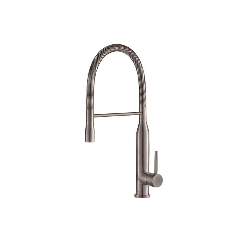 Isenberg By Flusso - Glatt - Semi-Professional Dual Spray Stainless Steel Kitchen Faucet With Pull Out - Steel Grey