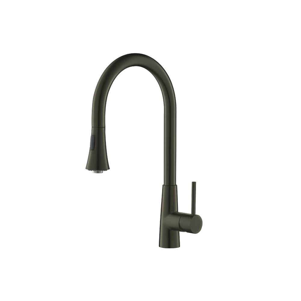 Isenberg By Flusso - Zest - Dual Spray Stainless Steel Kitchen Faucet With Pull Out - Dark Green