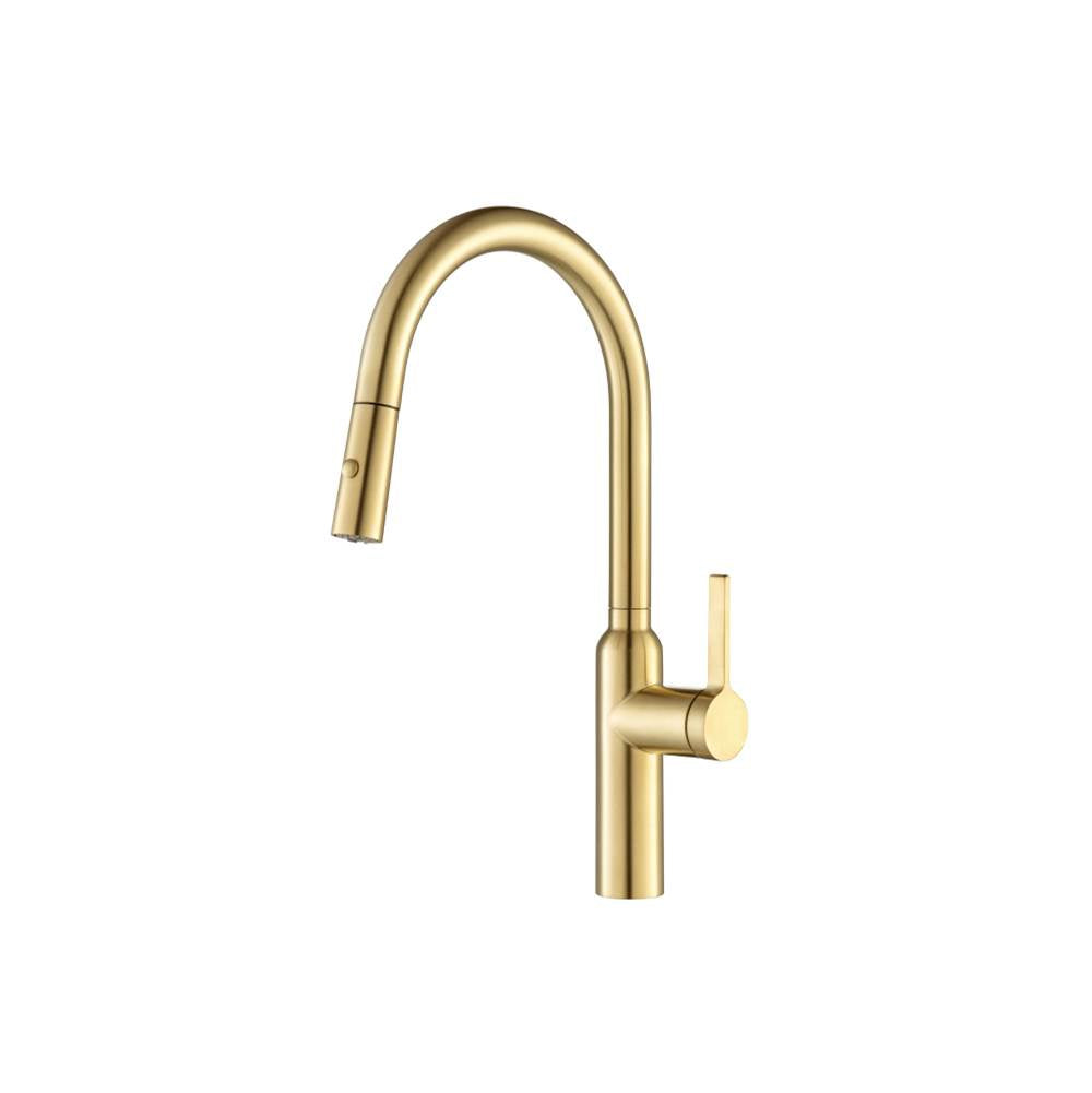 Isenberg By Flusso - Ziel - Dual Spray Stainless Steel Kitchen Faucet With Pull Out - Brushed Gold Pvd