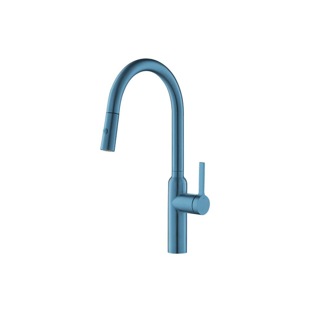 Isenberg By Flusso - Ziel - Dual Spray Stainless Steel Kitchen Faucet With Pull Out - Blue Platinum