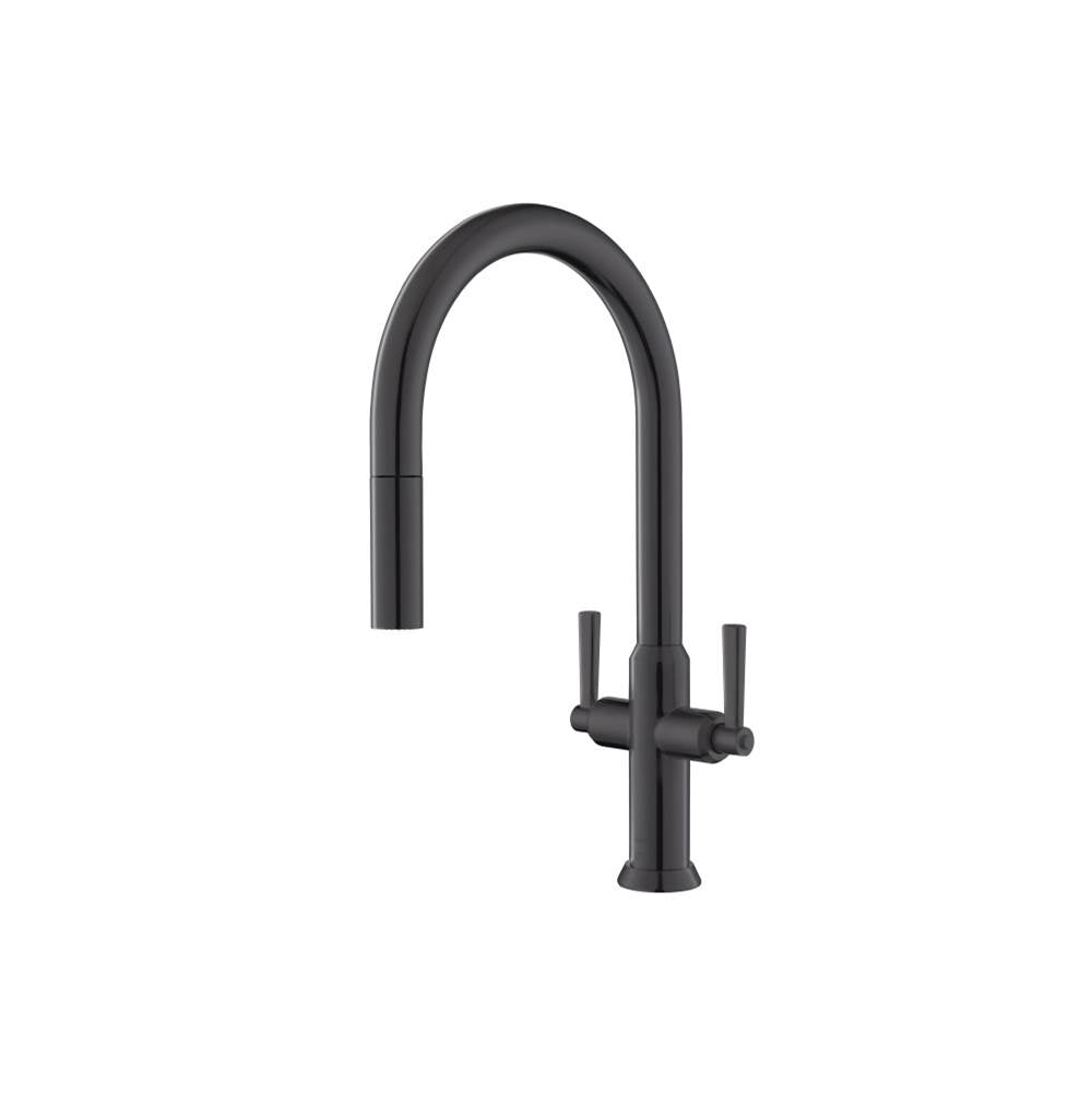 Isenberg By Flusso - Velox - Dual Spray Stainless Steel Two Handle Kitchen Faucet With Pull Out - Gun Metal Grey