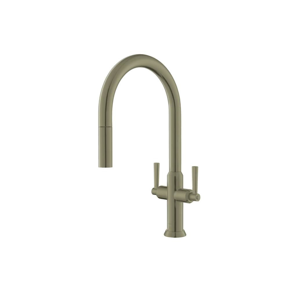 Isenberg By Flusso - Velox - Dual Spray Stainless Steel Two Handle Kitchen Faucet With Pull Out - Light Verde