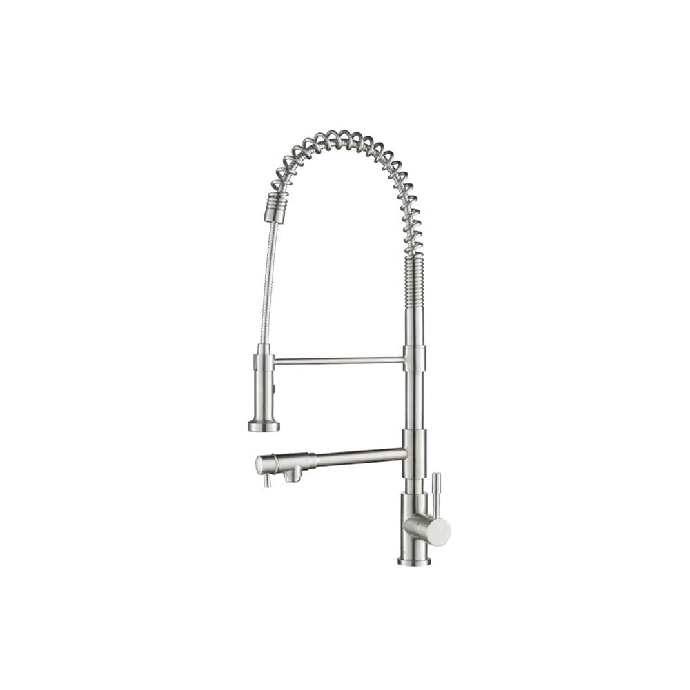 Isenberg By Flusso - Professio - F - Professional Stainless Steel Kitchen Faucet With Pull Out & Pot Filler - Stainless Steel